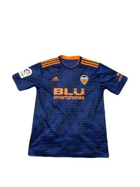 Adidas Valencia 2018/2019 away soccer football jersey blue L mens read